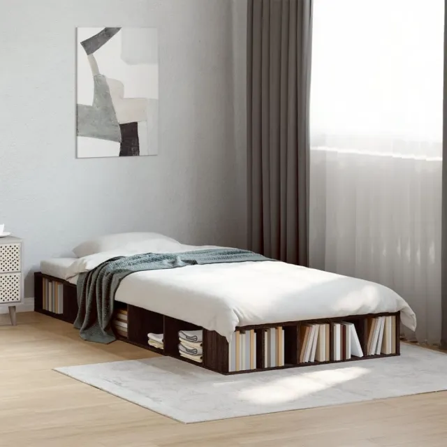 vidaXL Bedframe bewerkt hout bruin eikenkleur 75x190 cm