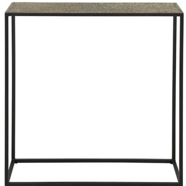 Industrieel In Huis Sidetable Industrieel Ondiep Metallic - 75 cm x 25 cm x 75 cm - Side Table Industrieel - Hout - Landelijk Hout - Wandtafel Sidetable - Haltafel - Smalle tafel - Makkelijke installatie Hout - Zwart
