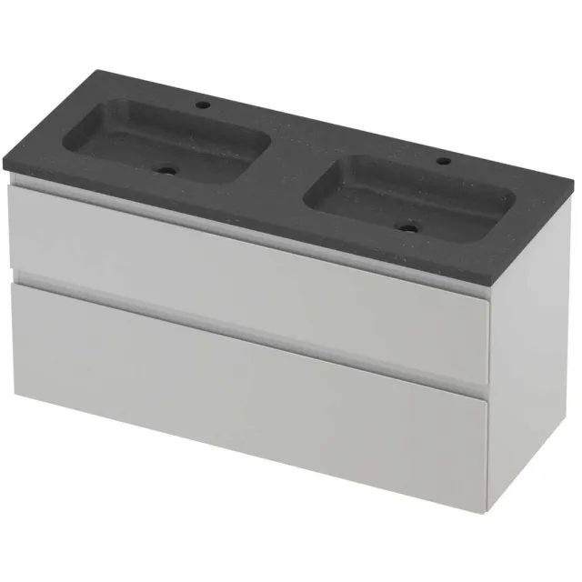 Proline Rollo Badmeubelset Hardsteen Elegant 2 Gaten 120x46x62 cm Blue Stone Glans Wit