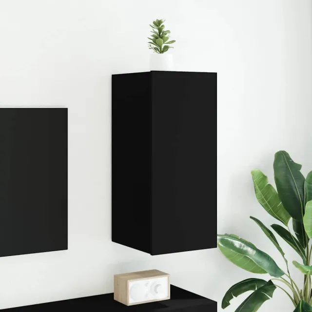 vidaXL Tv-wandmeubel met LED-verlichting 30,5x35x70 cm zwart, foto 2