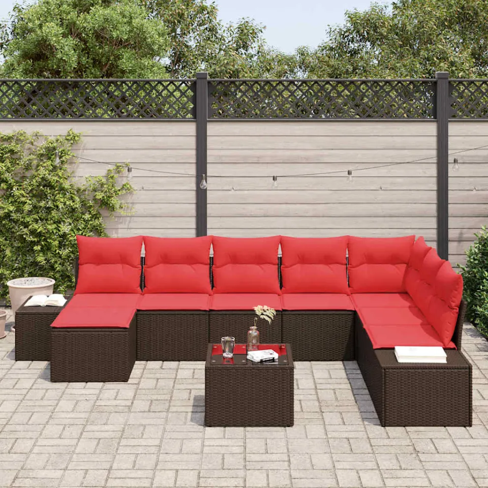 vidaXL Tuin Sofa Set 9 st Bruin poly rattan, foto 3