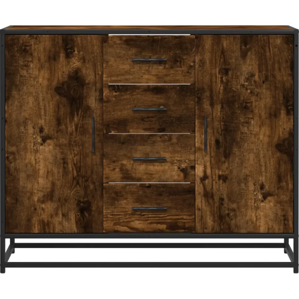 vidaXL Dressoir 92x35x76 cm bewerkt hout gerookt eikenkleurig, foto 4