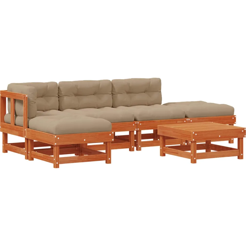 vidaXL Tuin loungeset 6 st Wasbruin Massief grenenhout bruin, foto 3