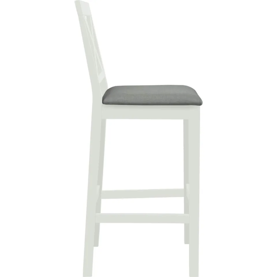 vidaXL Barkruk 2 st Wit en Grijs Massief Rubberhout en Stof, foto 3