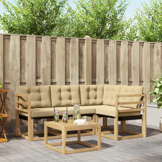 vidaXL Buiten bankenset 5 st 4-zits White and Beige