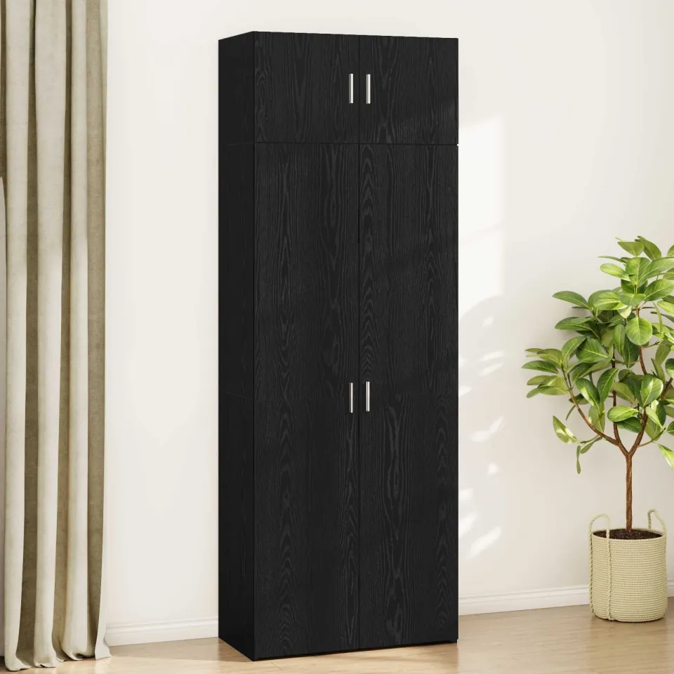 vidaXL Opbergkast 3 st Zwart Eiken 80 x 42,5 x 225 cm, foto 4