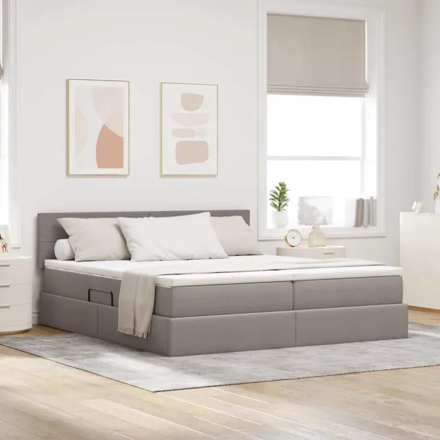 vidaXL Opslag bed met hoofdeinde 2 st Taupe Nep Leer