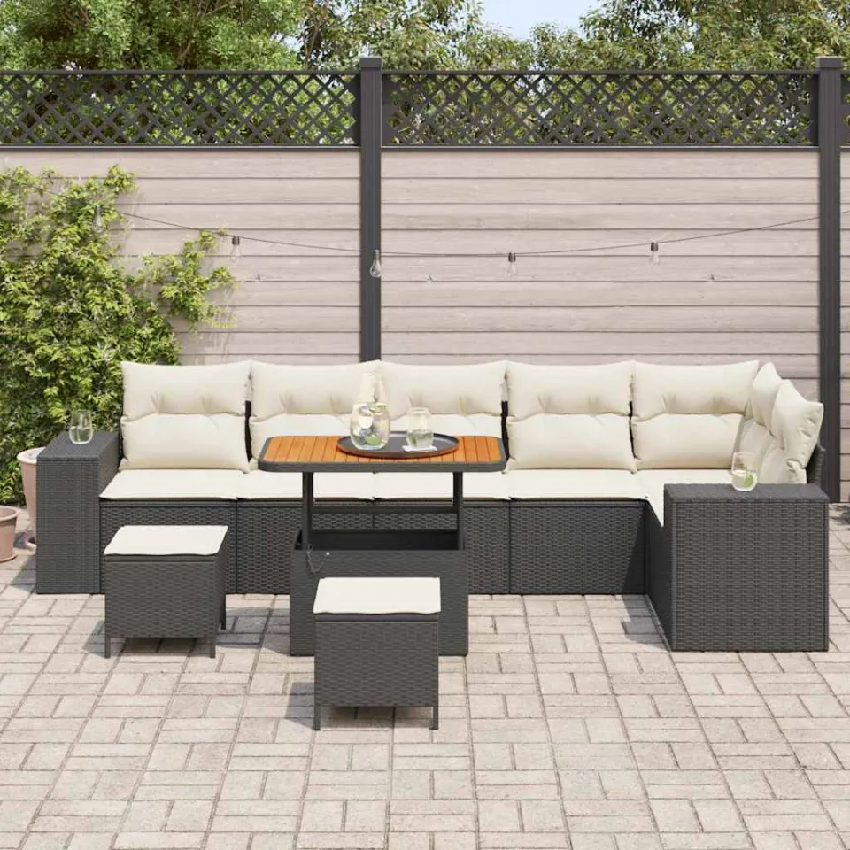 vidaXL Tuin Sofa Set 9 st Zwart poly rattan, foto 3