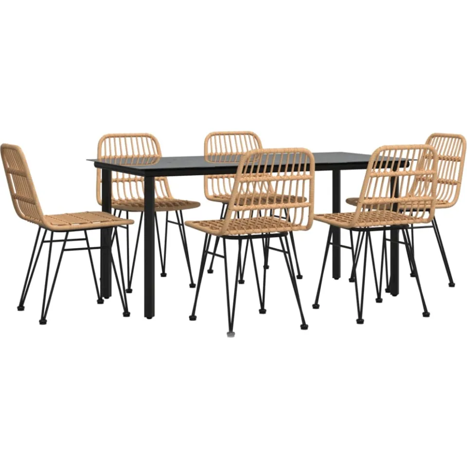 vidaXL 7-delige Tuinset poly rattan Bruin