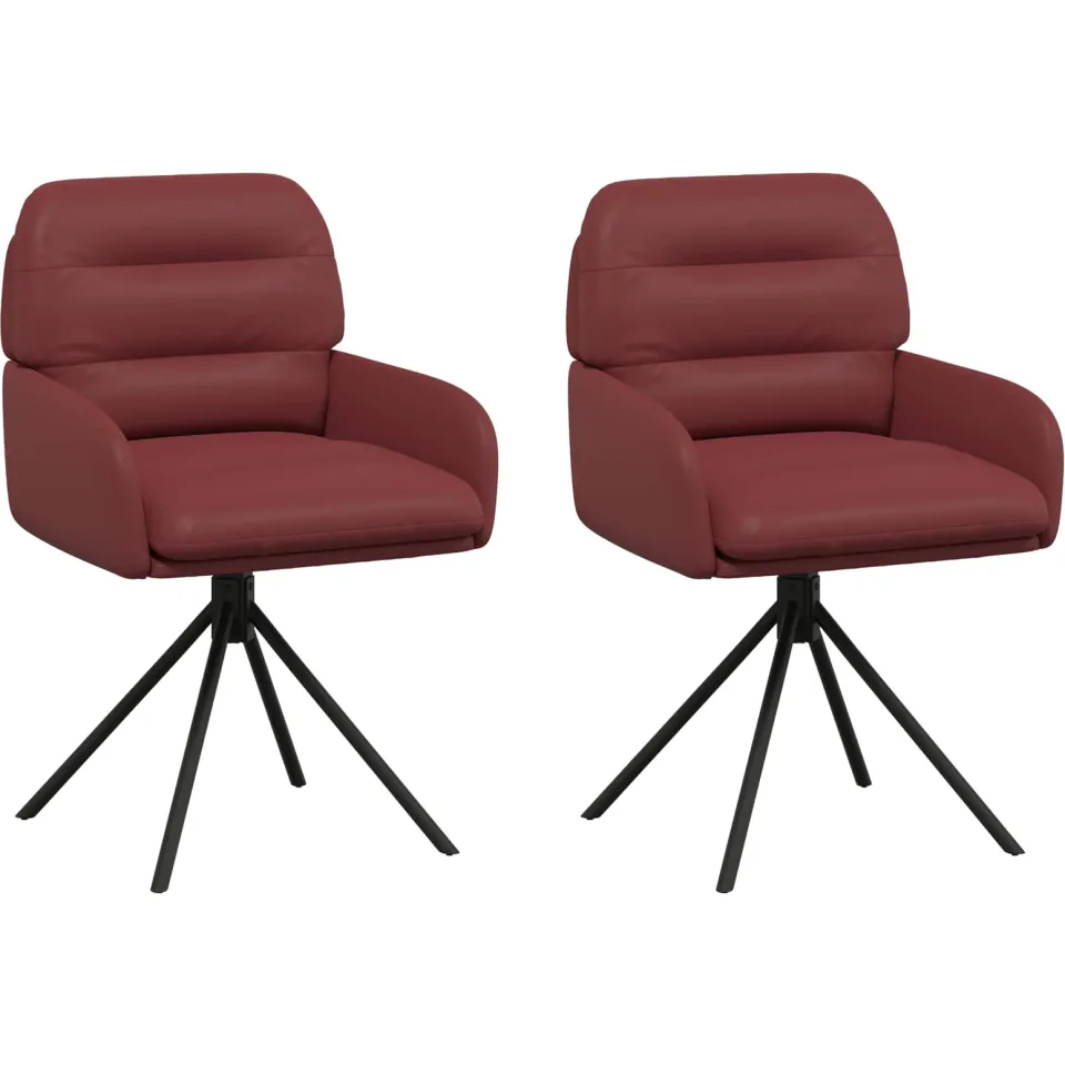 vidaXL Draai Eetstoelen 2 st Kunstleer Wijnrood 59x59,5x90cm, foto 3