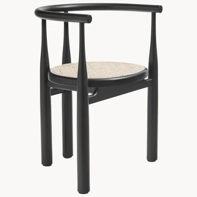 New Works Beukenhouten eetstoel Bukowski met armleuningen Beige, Zwart