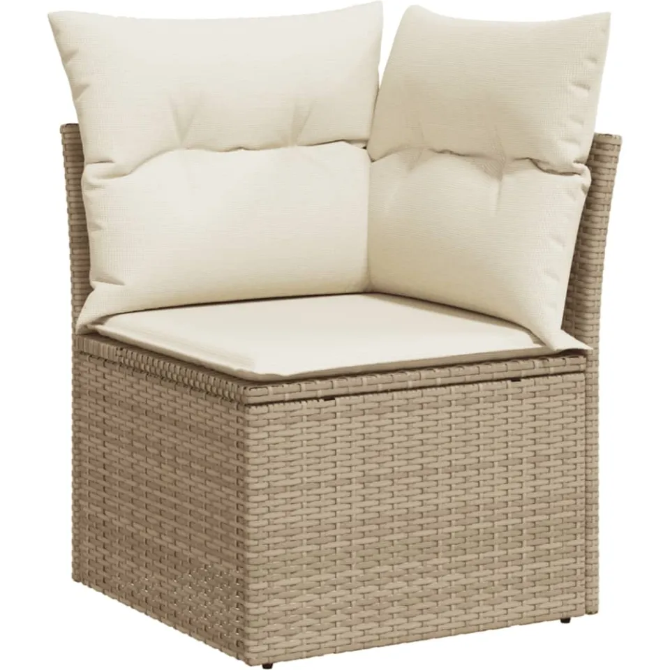vidaXL 9-delige Loungeset met kussens poly rattan beige, foto 3