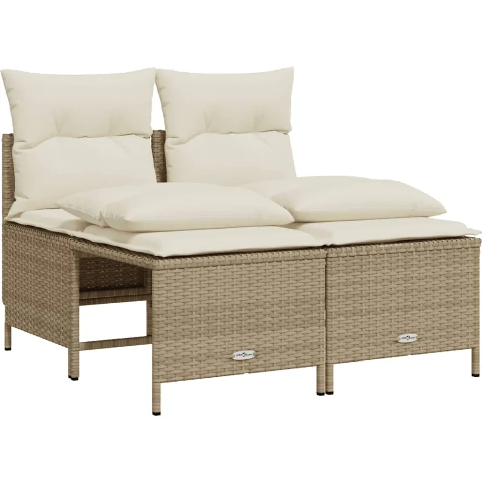 vidaXL 5-delige Loungeset met kussens poly rattan beige, foto 4