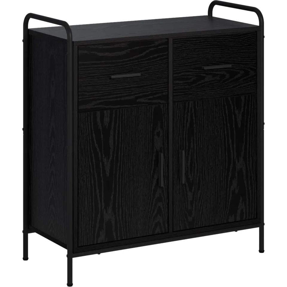 vidaXL Dressoir Zwart eiken 97 x 33 x 81 cm Bewerkt hout, foto 3