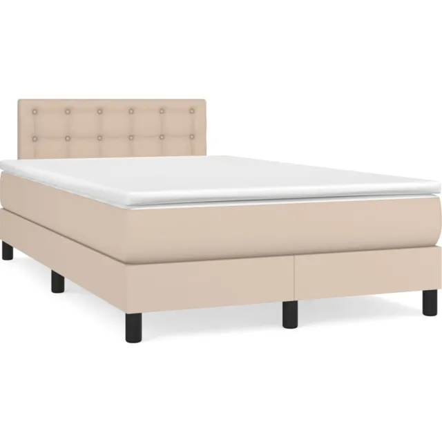 vidaXL Boxspring met matras kunstleer cappuccinokleurig 120x190 cm bruin