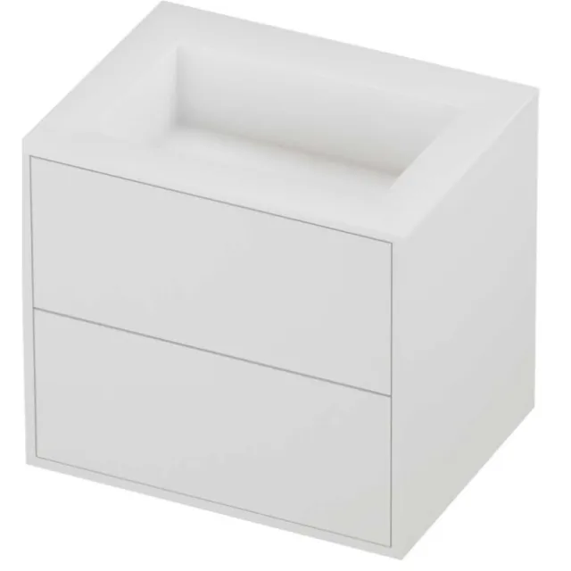 Proline Aristo Badmeubelset Polystone Elegant 2 Laden 60x46x54 cm Mat Wit Mat White