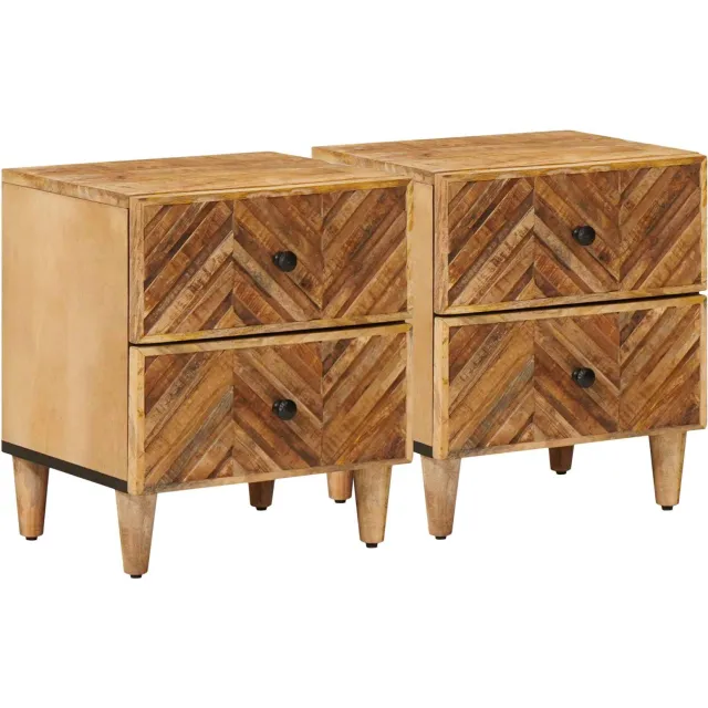 vidaXL Nachtkastje 2 st Bruin 40 x 33 x 46 cm Massief Mango Hout