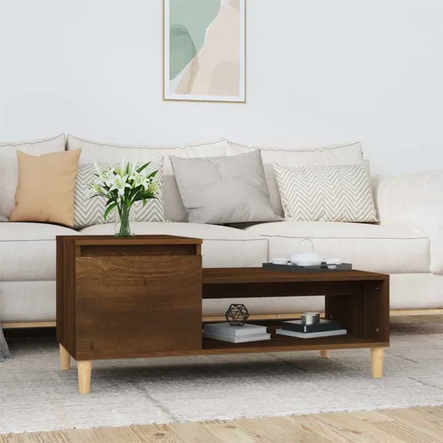 vidaXL Salontafel 100x50x45 cm bewerkt hout bruineiken, foto 2