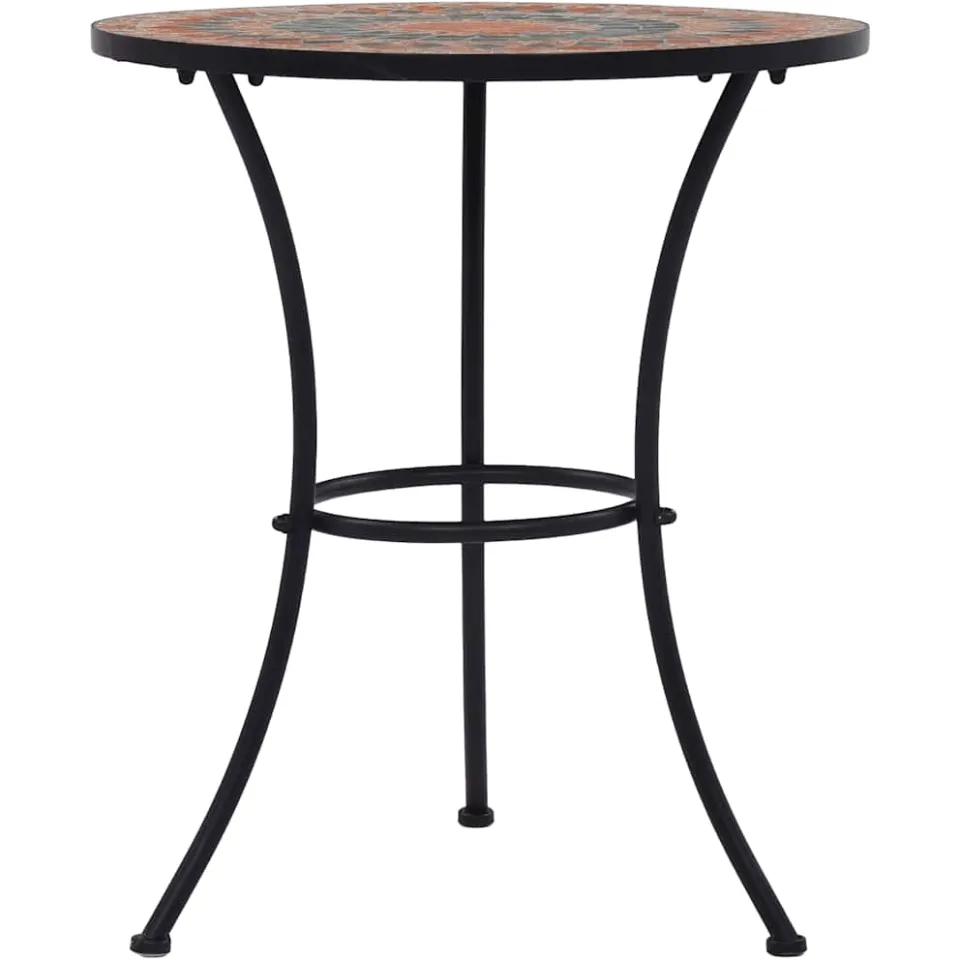 vidaXL Bistrotafel mozaïek 60 cm keramiek oranje en grijs, foto 2