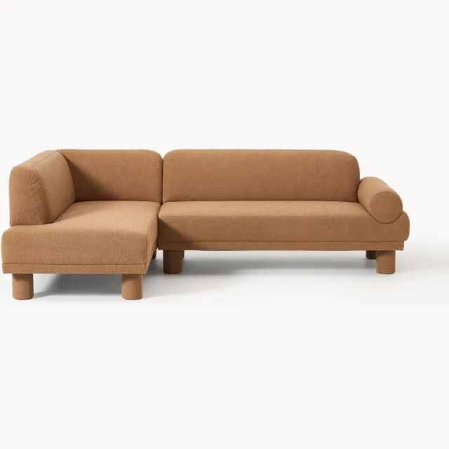Westwing Collection Bouclé hoekbank Lilo Lichtbruin