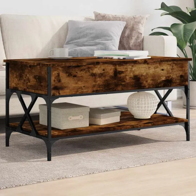 vidaXL Salontafel 100x50x50 cm bewerkt hout en metaal gerookt eiken, foto 2