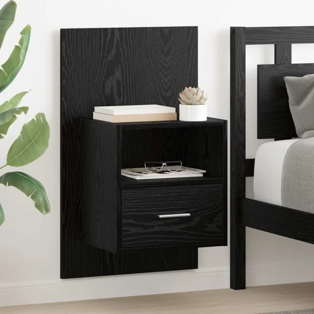 vidaXL Nachtkastje 2 st Zwart Eiken 50 x 32,5 x 80cm Bewerkt hout, foto 2