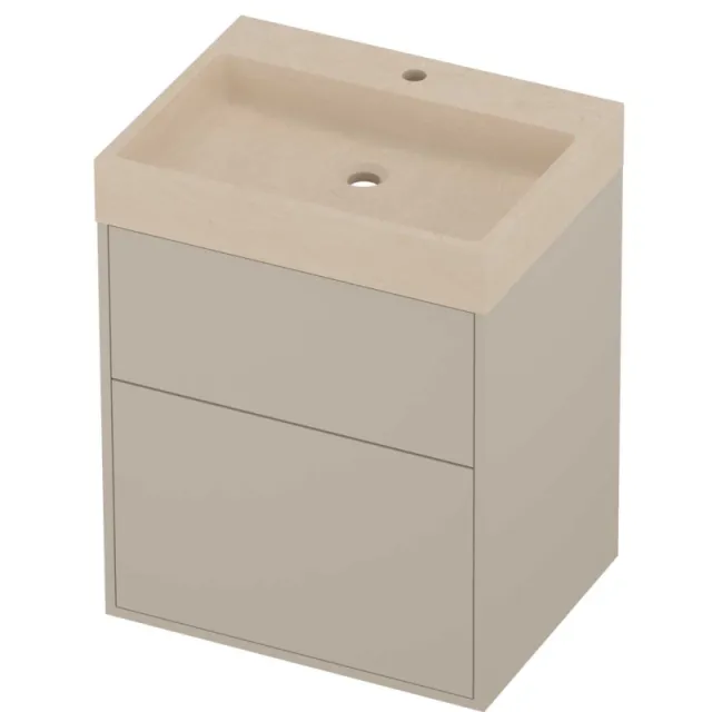 Proline Evoli Badmeubelset Hardsteen Loft 1 Kraangat Voor Grepen 60x46x75 cm Sand Stone Soft Linen Beige