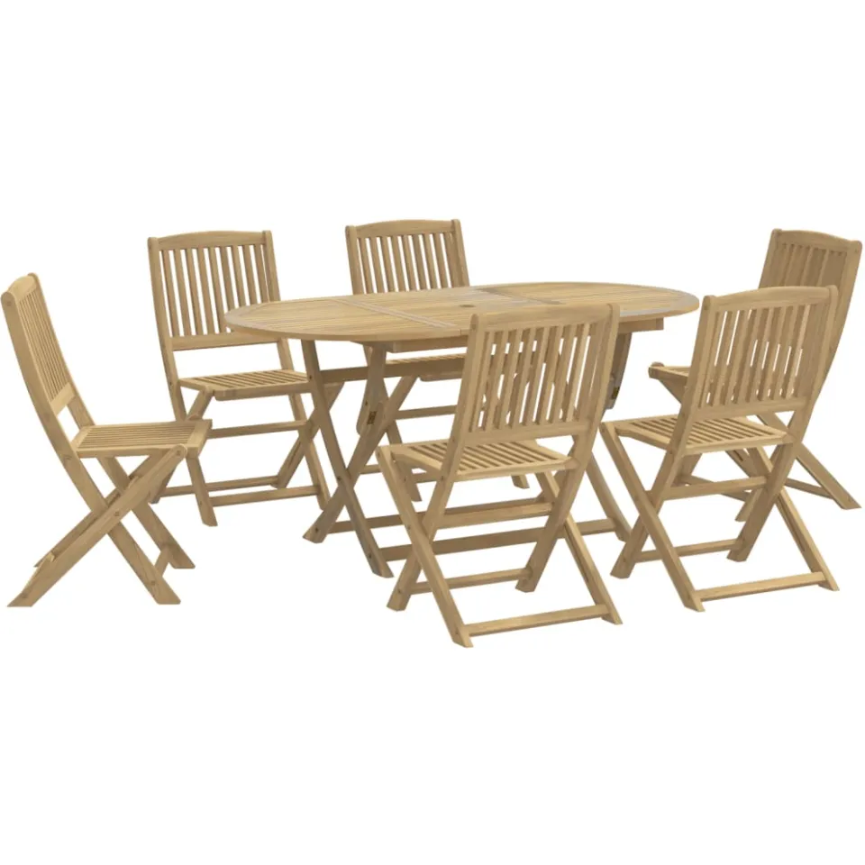 vidaXL 7-delige Tuinset massief acaciahout Bruin