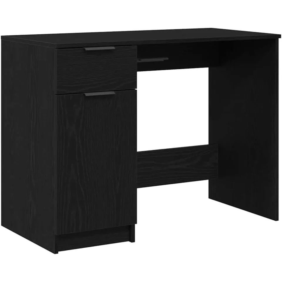 vidaXL Bureau Zwart Eiken Bewerkt hout 100 x 50 x 75 cm, foto 3