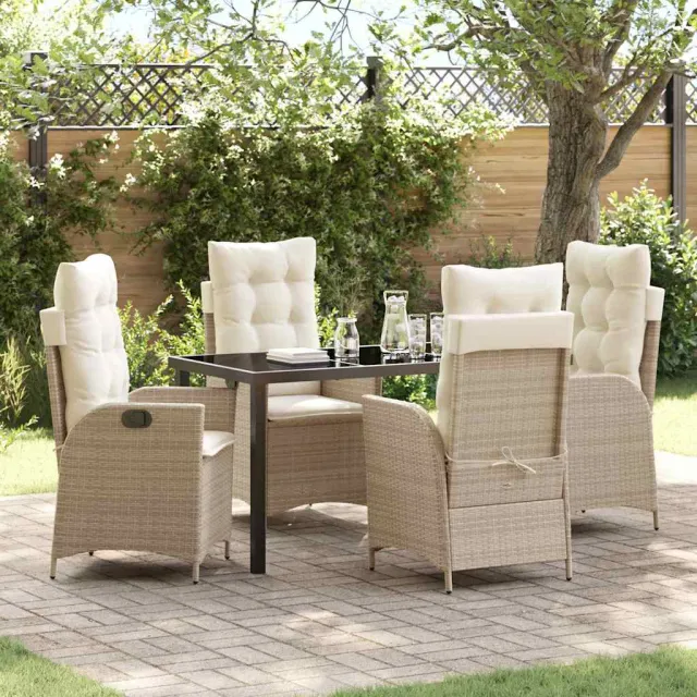 vidaXL Tuin eettafelset 5 st Beige poly rattan, foto 2
