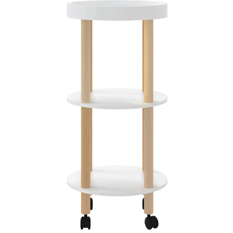 vidaXL Trolley 38x38x82 cm bewerkt hout en massief grenenhout wit
