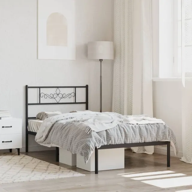 vidaXL Bedframe met hoofdbord metaal zwart 90x200 cm
