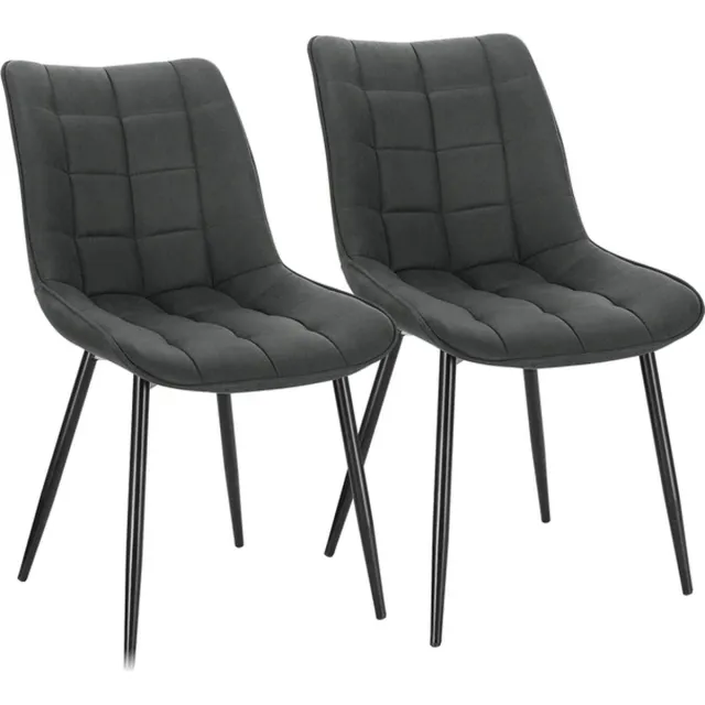 Loft Home Eetkamerstoelen - 2 Stuks - Set van 2 - Zwart poten - Stof bekleding - Stoelen - Eetkamerstoel - Antraciet - Grijs