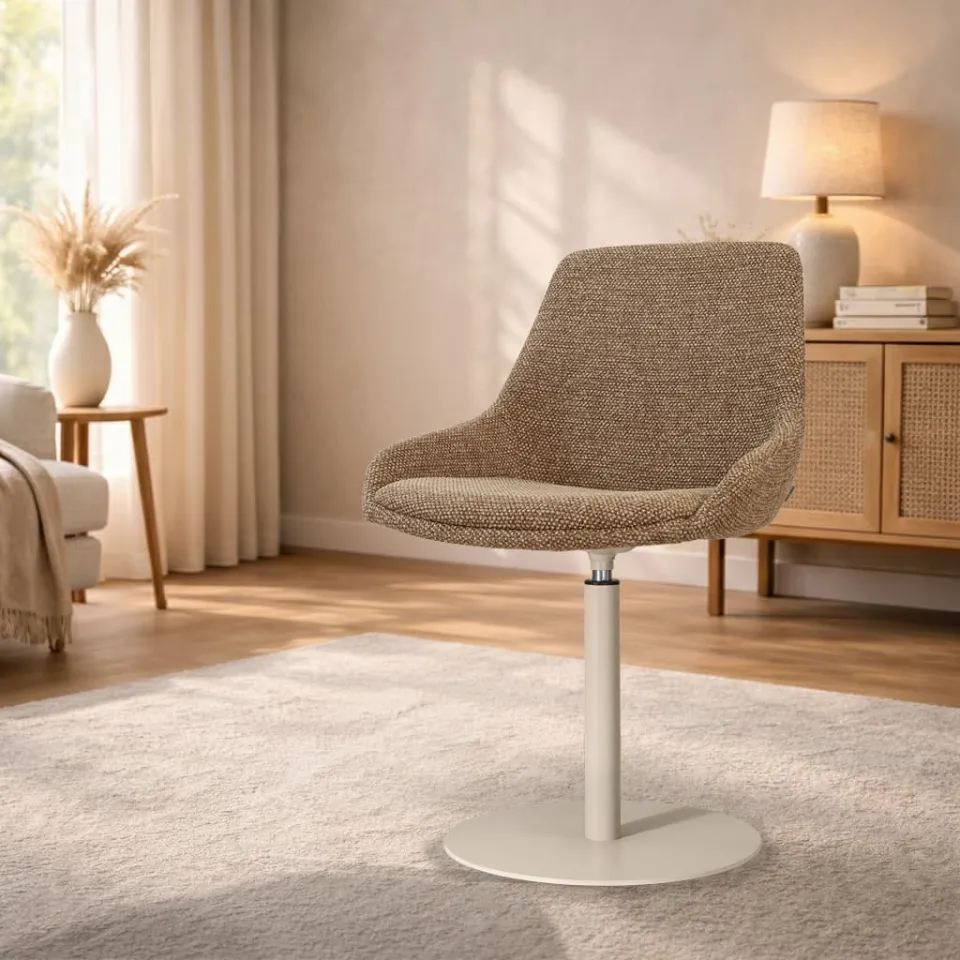 Nolon Niva-Isa draaibare tulp eetkamerstoel bruin blend - beige onderstel, foto 3