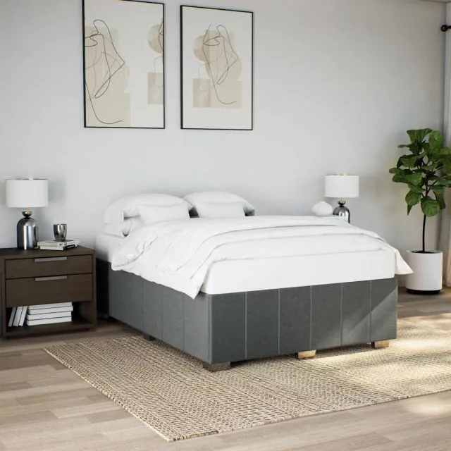 vidaXL Bedframe zonder matras stof donkergrijs 140x190 cm grijs