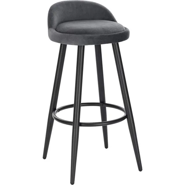 Dripio Velvet Barkruk Bricius - Barstoelen ergonomisch - Set van 1 - Donkergrijs - Met kleine rugleuning - Voor Keuken & bar - Zithoogte 69cm