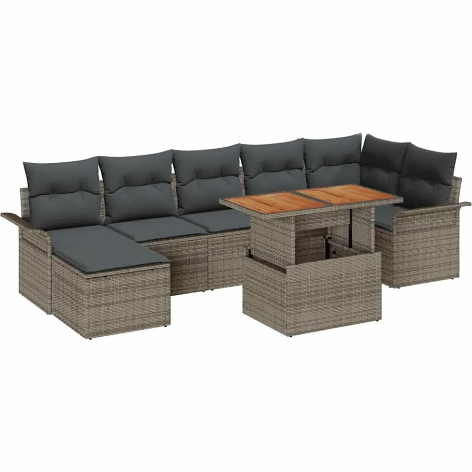 vidaXL Tuin Sofa Set 8 st Grijs Poly riet