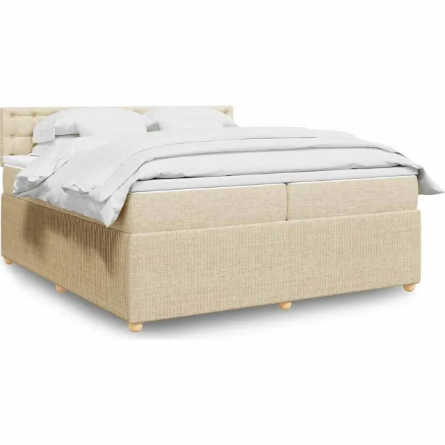 vidaXL Boxspring met matras stof crèmekleurig 200x200 cm