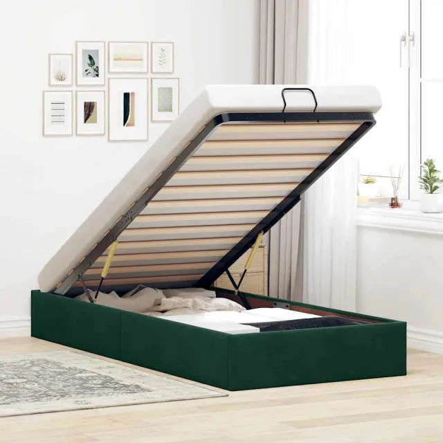 vidaXL Bedframe zonder matras 100x200 cm fluweel donkergroen groen