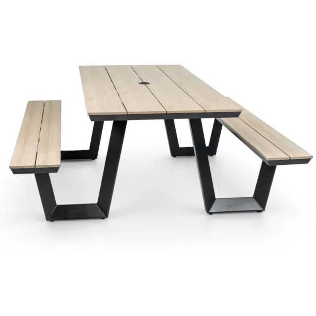 Normin Picknicktafel Coffee Bay | 6-8 personen | Wood/Black | Polywood & aluminium