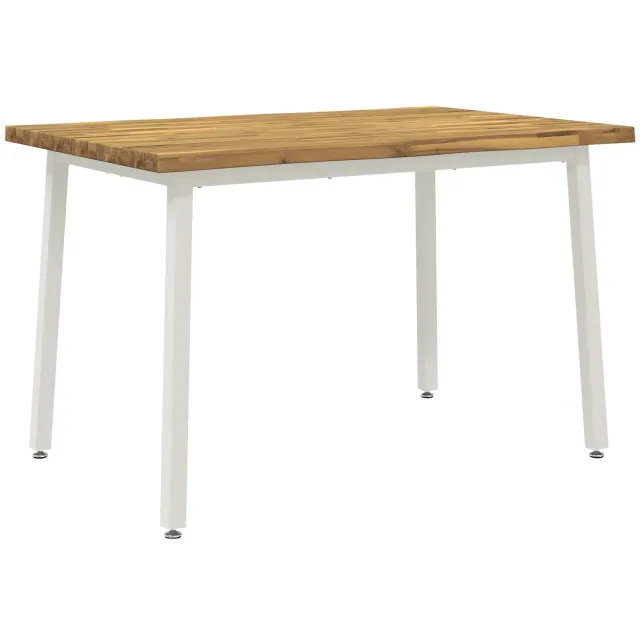 vidaXL Eettafel - met - levendige - rand - 110 - x - 55 - x - 75 - cm whitewash en wit