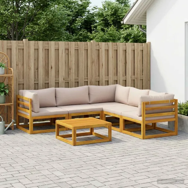 vidaXL Bankstel 6 st Naturel Massief Acaciahout, foto 2