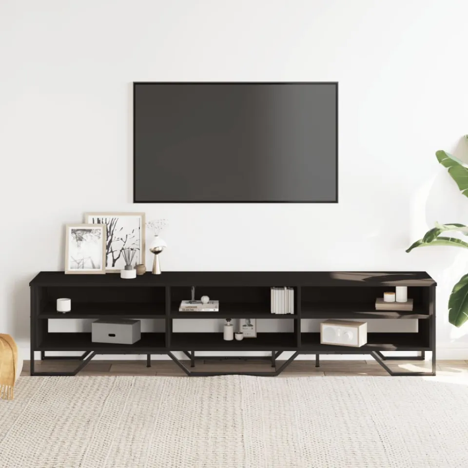 vidaXL Tv-meubel 180x34x41 cm bewerkt hout zwart, foto 2