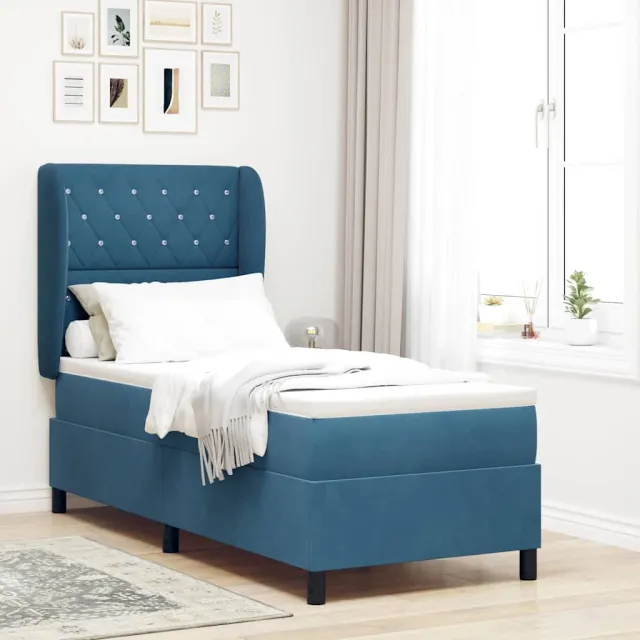 vidaXL Boxspringbed met hoofdeinde Donkerblauw 200 x 80 cm Fluweel blauw