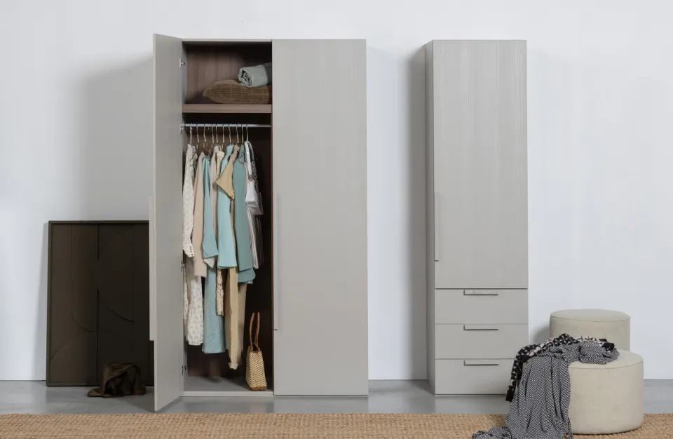 WOOOD Rens kledingkast 2-deurs pebble grey, foto 4