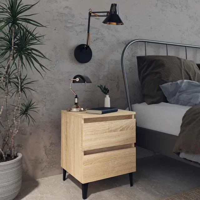 vidaXL Nachtkastjes 2 st 40x35x50 cm bewerkt hout sonoma eikenkleurig, foto 2