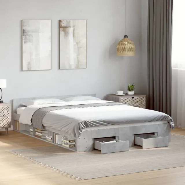 vidaXL Bedframe met lades bewerkt hout betongrijs 150x200 cm grijs