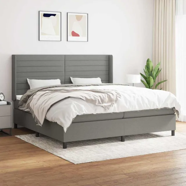vidaXL Boxspring met matras stof donkergrijs 200x200 cm grijs