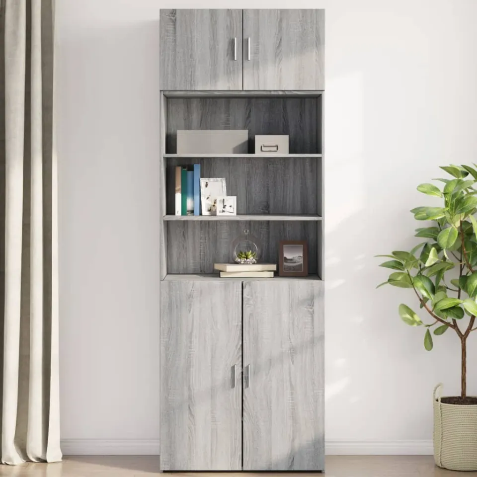 vidaXL Wandkast 80x42,5x40 cm bewerkt hout grijs sonoma eikenkleurig, foto 2