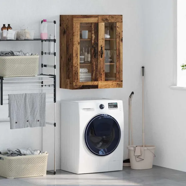 vidaXL Wandkast Oud Hout 69,5 x 34 x 90 cm Geengineerd Hout en Glas Bruin